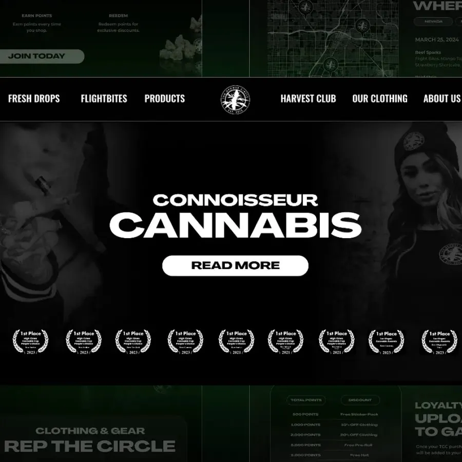 The Grower Circle online store with a bold cannabis club hero